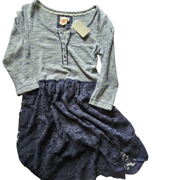 NWT Lilka Anthropologie Navy Lace and Knit Dress size Small - Picture 2 of 15